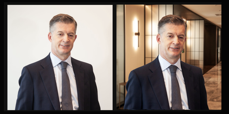 Headshot with office background added