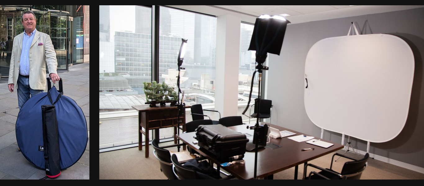 A pop-up studio and assembled in an office meeting room.